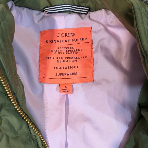 J.Crew Signature Puffer Cocoon Jacket PrimaLoft Green Size Large - Picture 2 of 15